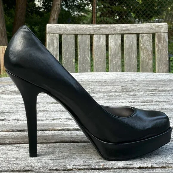 9W Black Leather Platform Pumps - Size 6.5M - Picture 5 of 10